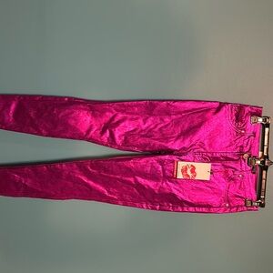 Hot Kiss highest Rise Skinny Ankle Metallic Jeans